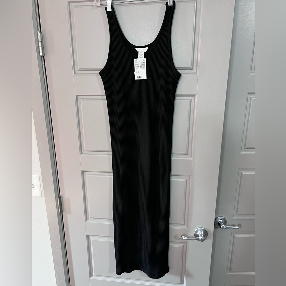 NWT H&M Maxi Black Ribbed Tank Dress